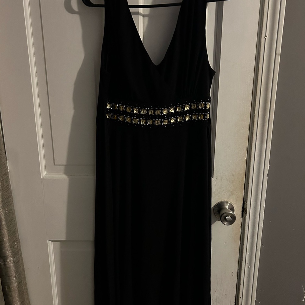 Elegant Black Dress with Gold Accents